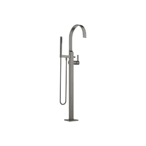 MEM Single-lever bath mixer with stand pipe for free-standing assembly with hand shower set - Brushed Dark Platinum - 25 863 782-99