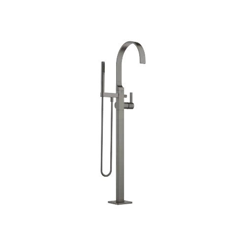 MEM Single-lever bath mixer with stand pipe for free-standing assembly with hand shower set - Brushed Dark Platinum - 25 863 782-99