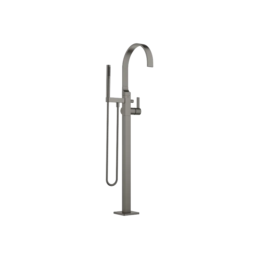MEM Single-lever bath mixer with stand pipe for free-standing assembly with hand shower set - Brushed Dark Platinum - 25 863 782-99