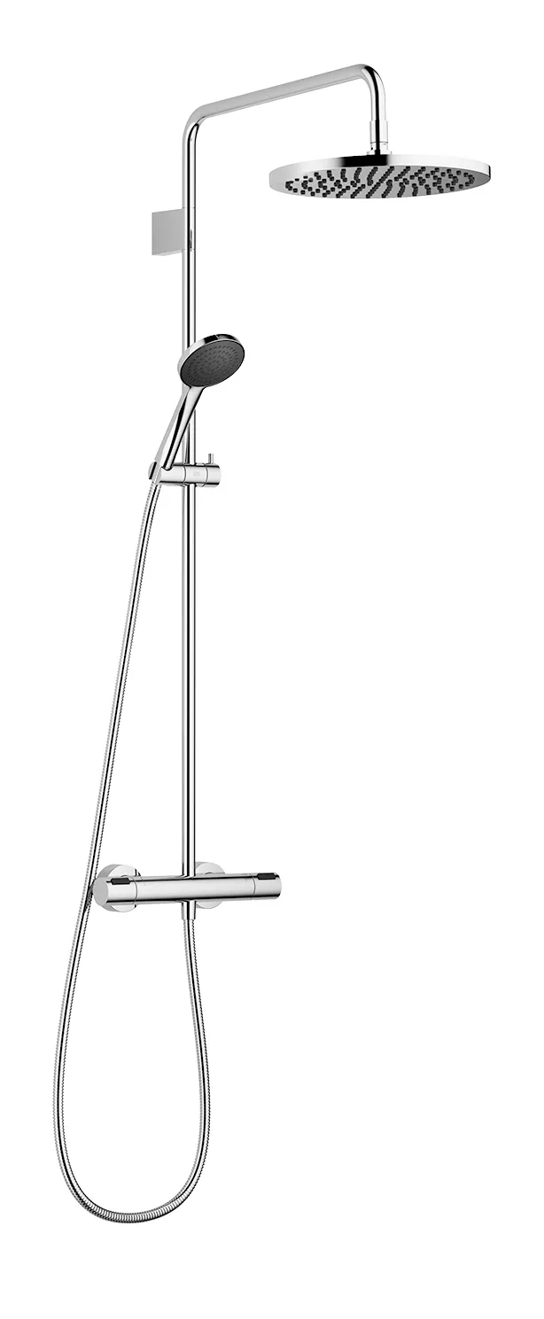 Shower pipe with shower thermostat with hand shower set 300 mm - Brushed Dark Bronze (PVD) - Set containing 2 articles