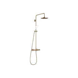 Showerpipe with shower thermostat without hand shower FlowReduce 220 mm - Brushed Dark Brass (PVD) - 34 464 979-39 0070