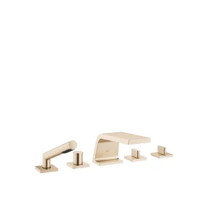 Five-hole bath mixer for deck mounting with diverter - Set containing 5 articles