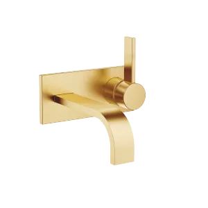 MEM Wall-mounted single-lever basin mixer with cover plate without pop-up waste - Brushed Durabrass (23kt Gold) - 36 863 782-28