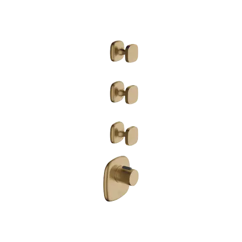 COYA xTOOL Thermostatmodul mit 3 Ventilen - Dark Brass gebürstet (PVD) - Set aus 4 Artikeln