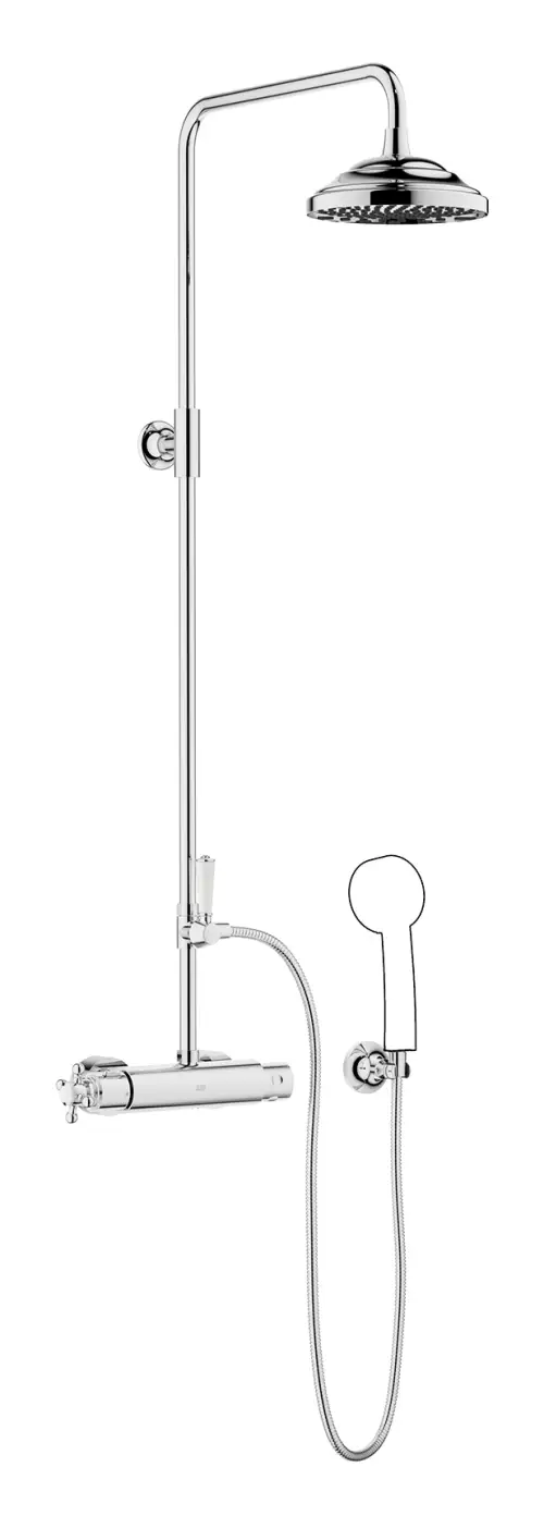MADISON Showerpipe with shower thermostat without hand shower FlowReduce - Brushed Dark Brass (PVD) - 34 458 360-39