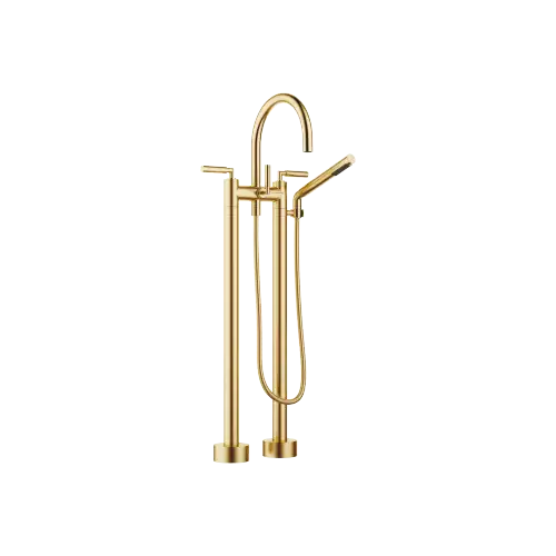 TARA Two-hole bath mixer for free-standing assembly with hand shower set - Brushed Durabrass (23kt Gold) - 25 943 882-28 0050