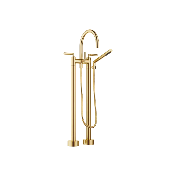 TARA Two-hole bath mixer for free-standing assembly with hand shower set - Brushed Durabrass (23kt Gold) - 25 943 882-28 0050