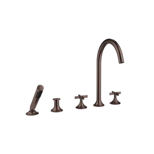VAIA Five-hole bath mixer for deck mounting with diverter - Brushed Dark Bronze (PVD) - 27 522 809-43