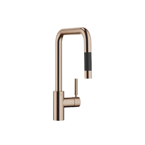 META SQUARE Single-lever mixer Pull-down with spray function - Brushed Bronze (PVD) - 33 870 861-42