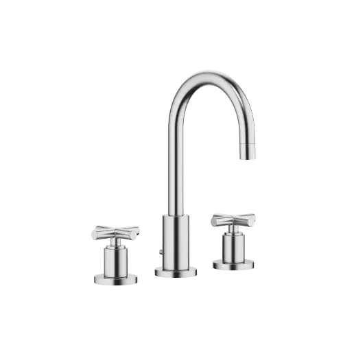 TARA Mélangeur lavabo à 3 trous avec garniture d'écoulement - Chrome brossé - 20 710 892-93 0010