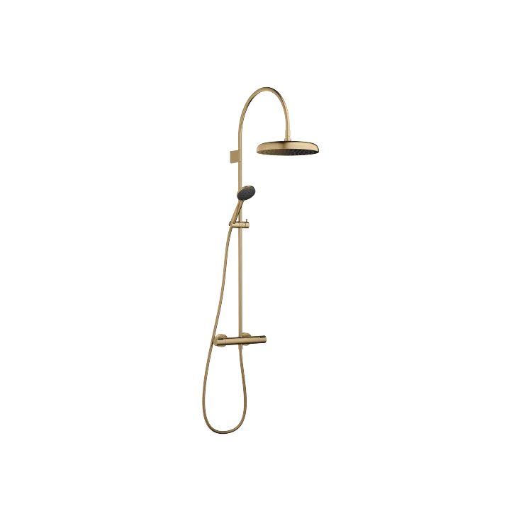 COYA Showerpipe application with shower thermostat 11-3/4" - Brushed Dark Brass  (PVD) - Set containing 2 articles