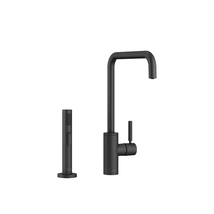 META SQUARE Single-lever mixer with side spray set - Matte Black - Set containing 2 articles