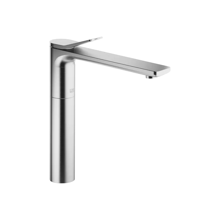 LISSÉ Single-lever basin mixer with raised base without pop-up waste - Brushed Chrome - 33 537 845-93