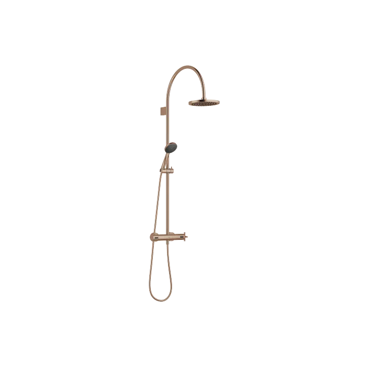 TARA Shower pipe with shower thermostat 220 mm - Brushed Bronze - Set containing 2 articles