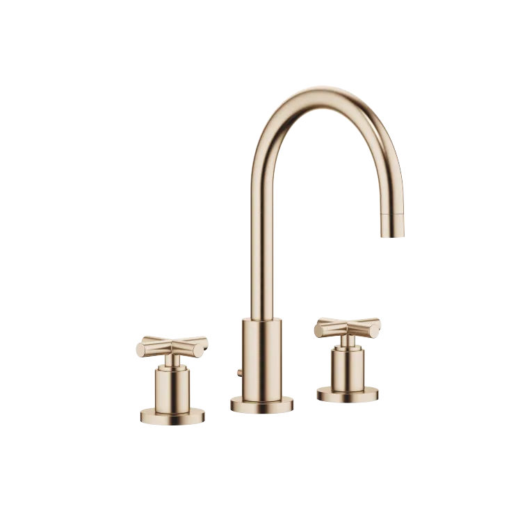 TARA Three-hole basin mixer with pop-up waste - Brushed Champagne (22kt Gold) - 20 713 892-46