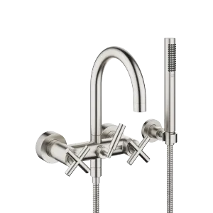 TARA Bath mixer for wall mounting with hand shower set - Brushed Platinum - 25 133 892-06
