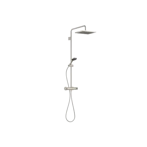 SERIENSPEZIFISCH Shower Pipe mit Brause-Thermostat 300 x 240 mm - Platin gebürstet - Set aus 2 Artikeln