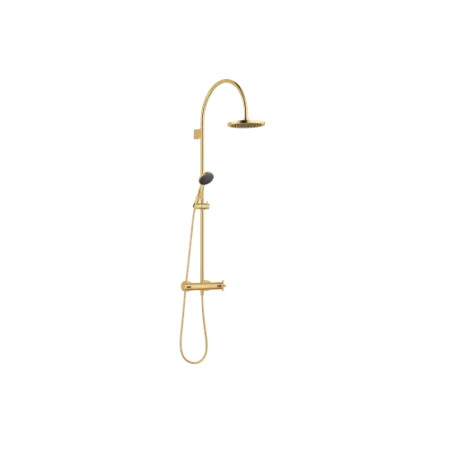TARA Showerpipe with shower thermostat 220 mm - Brushed Durabrass (23kt Gold) - Set containing 2 articles