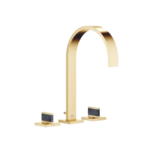 MEM Three-hole basin mixer with pop-up waste Nature Squared Dark Pen Mars Black - Brushed Durabrass (23kt Gold) - Set containing 3 articles
