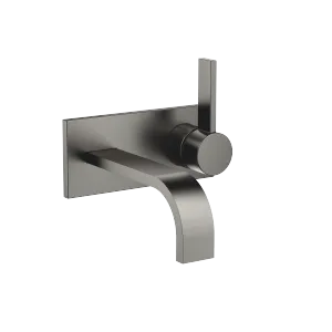 MEM Wall-mounted single-lever basin mixer with cover plate without pop-up waste - Brushed Dark Platinum - 36 863 782-99