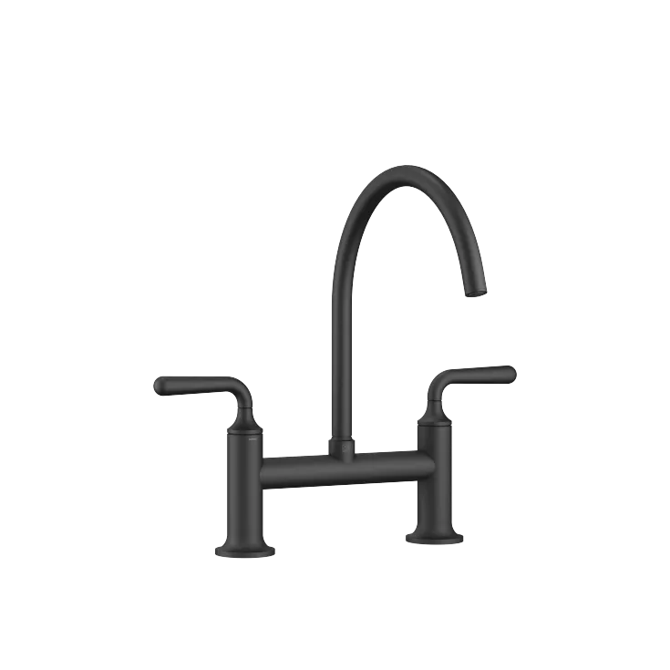 VAIA Matte Black : Two-hole bridge mixer for rinsing/Profi spray