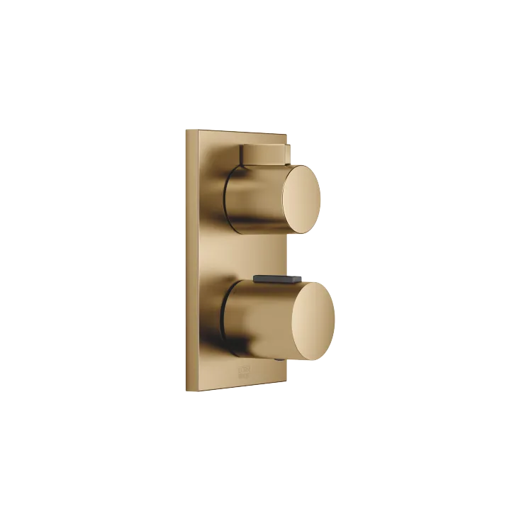 Thermostat à encastrer avec réglage de débit et robinet d'arrêt intégré - Dark Brass brossé - 36 425 670-39