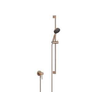 Mitigeur monocommande encastré avec raccord de douche intégré avec garniture de douche - Bronze brossé - Set contenant 1 articles