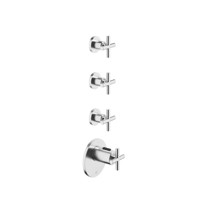 TARA xTOOL Module thermostatique avec 3 robinets à encastrer - Chrome brossé - Set contenant 4 articles