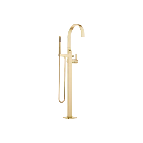 MEM Single-lever bath mixer with stand pipe for free-standing assembly with hand shower set - Brushed Durabrass (23kt Gold) - 25 863 782-28 0050
