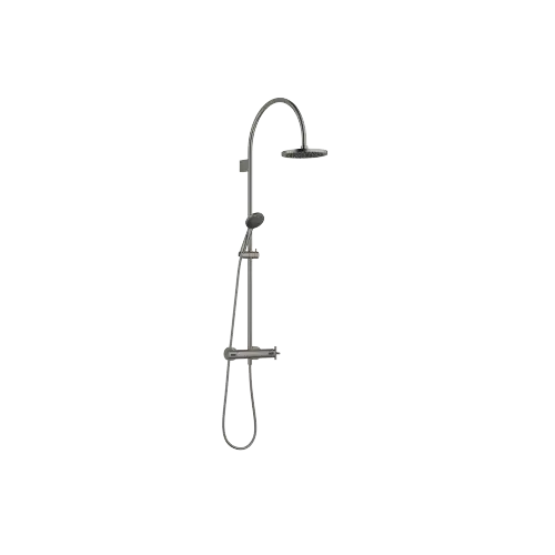 TARA Showerpipe with shower thermostat 220 mm - Brushed Dark Platinum - Set containing 2 articles