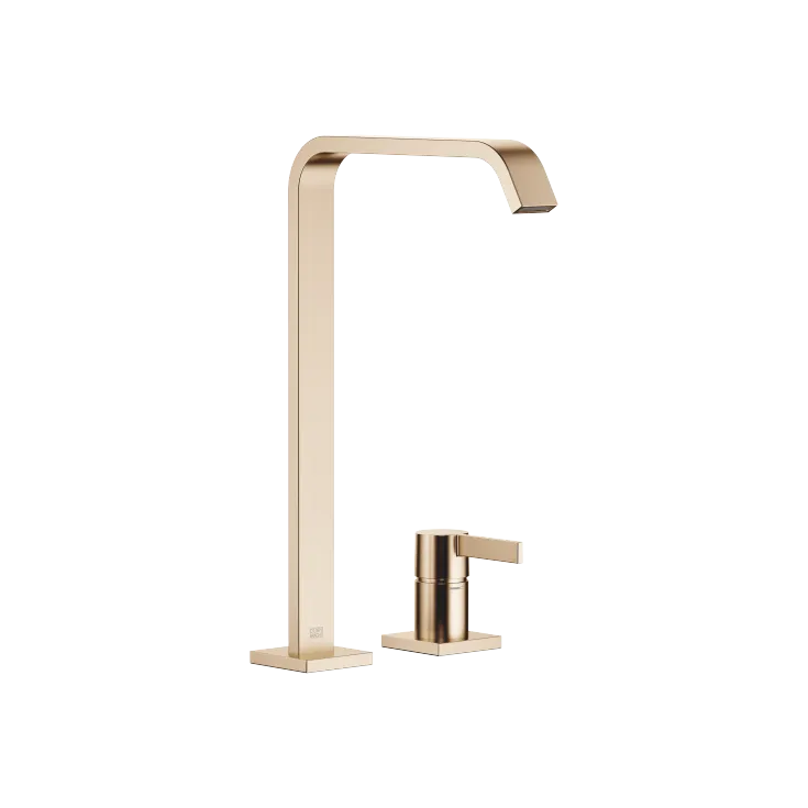 IMO Two-hole basin mixer with high spout without pop-up waste - Brushed Light Gold - 29 218 671-27