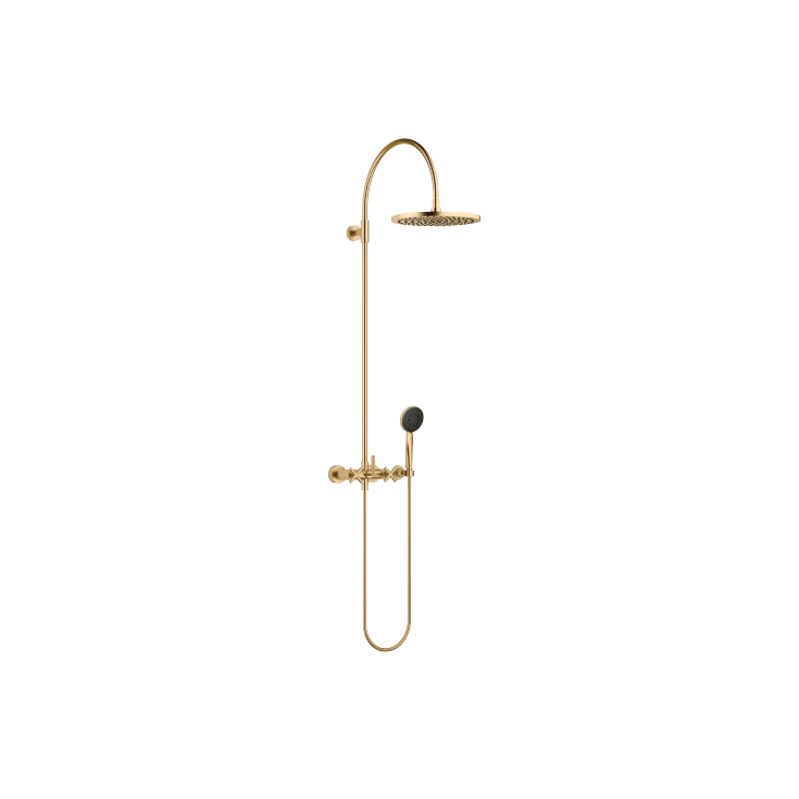 TARA Shower Pipe mit Brausebatterie 300 mm - Messing gebürstet (23kt Gold) - Set aus 2 Artikeln
