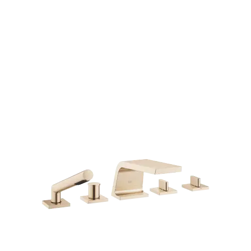 CL.1 Five-hole bath mixer for deck mounting with diverter - Brushed Champagne (22kt Gold) - Set containing 5 articles