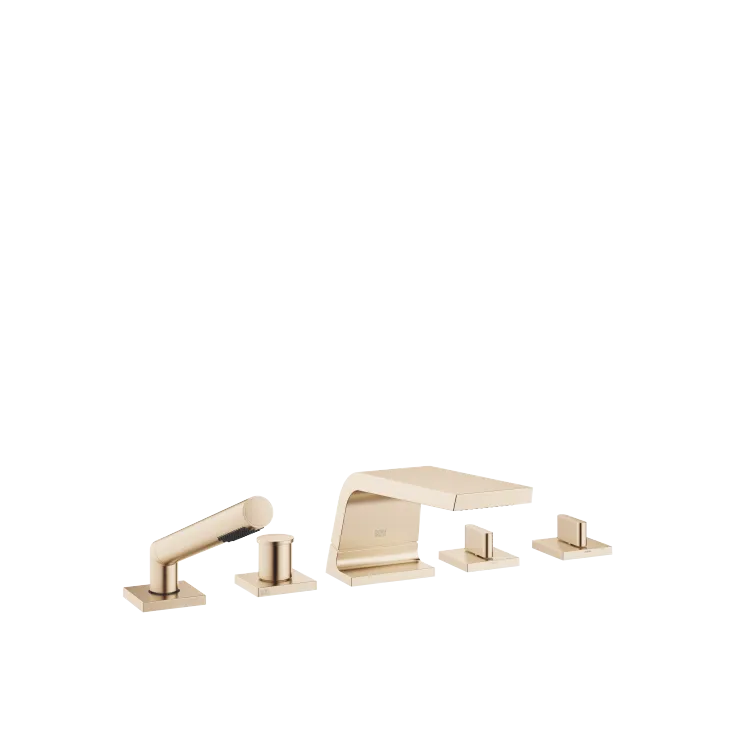 CL.1 Five-hole bath mixer for deck mounting with diverter - Brushed Champagne (22kt Gold) - Set containing 5 articles