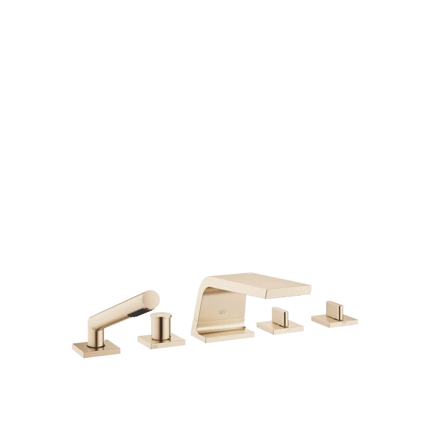 CL.1 Five-hole bath mixer for deck mounting with diverter - Brushed Champagne (22kt Gold) - Set containing 5 articles