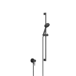 Mitigeur monocommande encastré avec raccord de douche intégré avec garniture de douche - Noir mat - Set contenant 2 articles