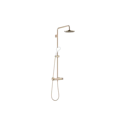 Showerpipe with shower thermostat without hand shower FlowReduce - Brushed Light Gold (PVD) - 34 459 979-27