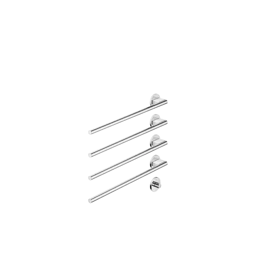 Towel warmer , 4-fold , projection left , with control element - Chrome - Set containing 2 articles