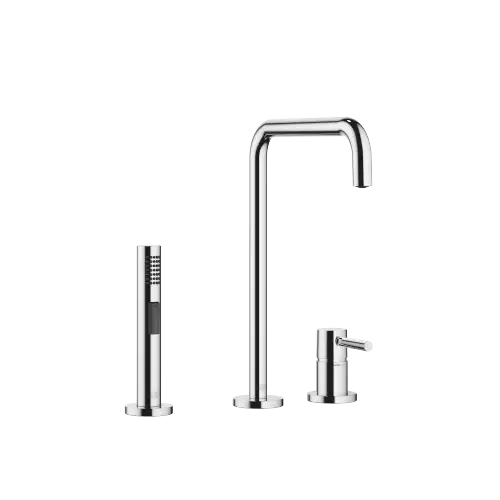 META SQUARE Two-hole mixer with individual rosettes with rinsing spray set - Chrome - Set containing 2 articles