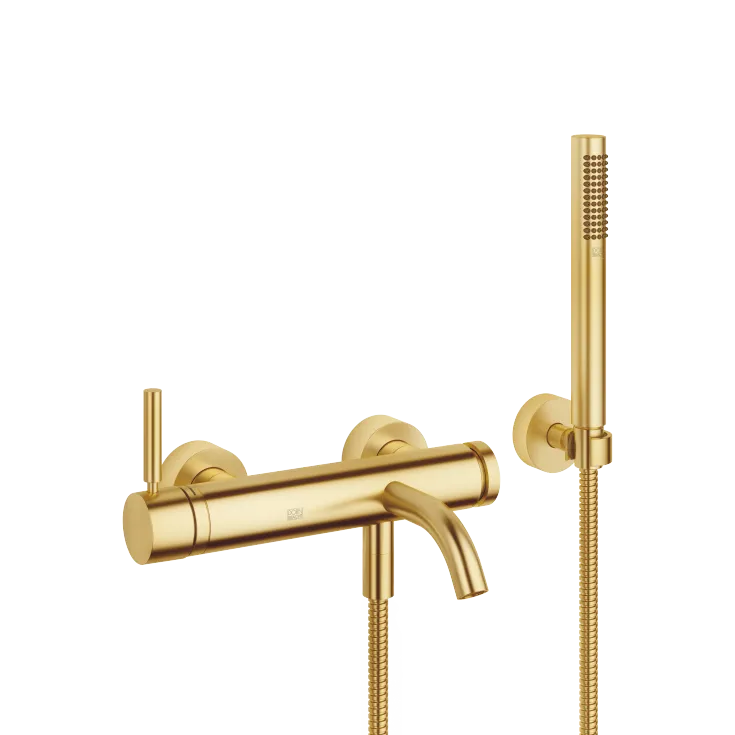 META Single-lever bath mixer for wall mounting with hand shower set - Brushed Gold (PVD) - 33 233 660-37
