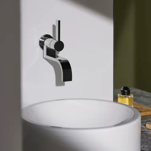 MEM Wall-mounted single-lever basin mixer without pop-up waste - Brushed Champagne (22kt Gold) - 36 805 782-46