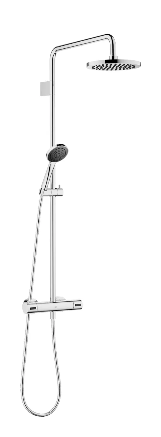 Showerpipe with shower thermostat - Brushed Bronze - Set containing 2 articles