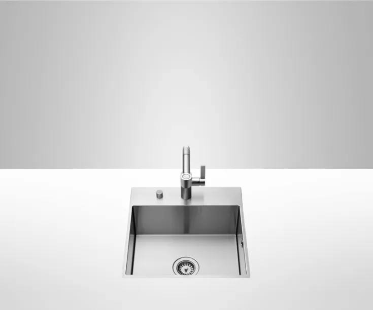 Single bowl sink with tap hole surface - Brushed Stainless Steel - 38 111 000-86