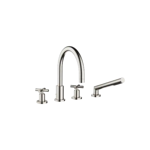 TARA Bath shower set for bath rim or tile edge installation - Brushed Platinum - 27 512 892-06