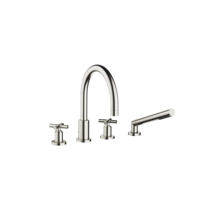TARA Bath shower set for bath rim or tile edge installation - Brushed Platinum - 27 512 892-06