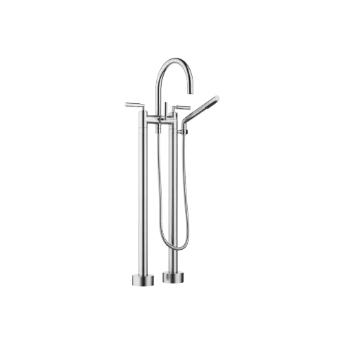 TARA Two-hole bath mixer for free-standing assembly with hand shower set - Brushed Chrome - 25 943 882-93 0050