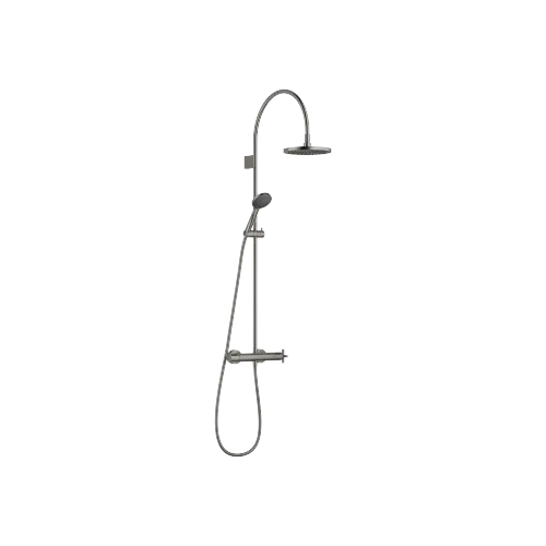 TARA Showerpipe Application with shower thermostat FlowReduce 220 mm - Brushed Dark Platinum - Set containing 2 articles