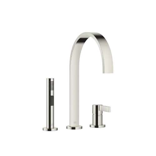 MEM Two-hole mixer with individual flanges with side spray set - Platinum - Set containing 2 articles