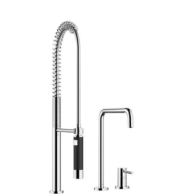 META SQUARE Dark Chrome Kitchen faucets: Two-hole mixer with individual ...