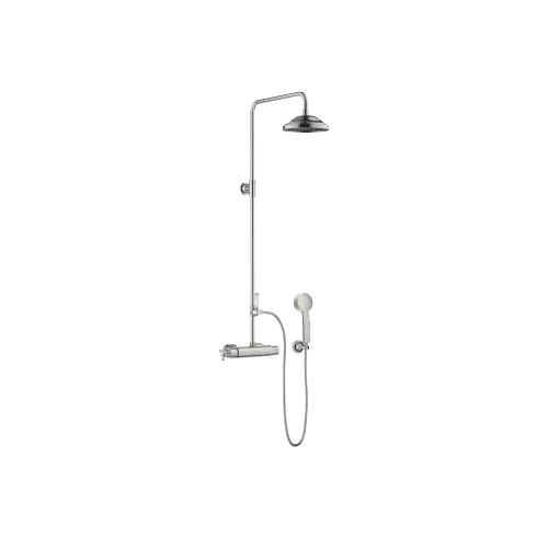 MADISON Application Showerpipe avec thermostat de douche 200 mm - Platine brossé - Set contenant 3 articles